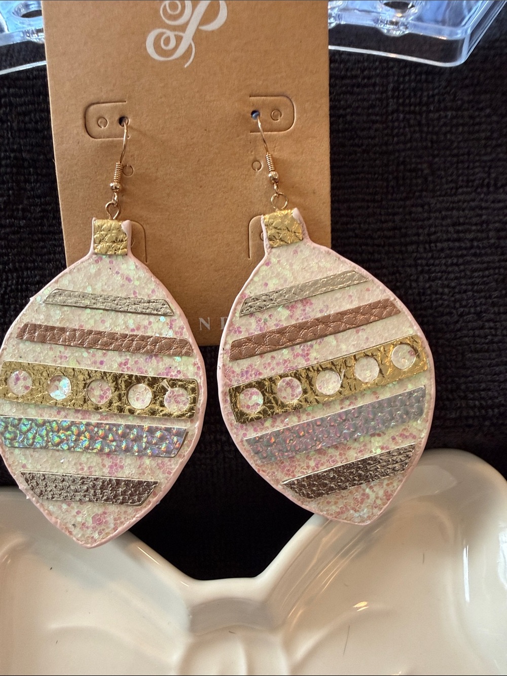 Plunder Pink and Gold Iridescent Teardrop Earrings